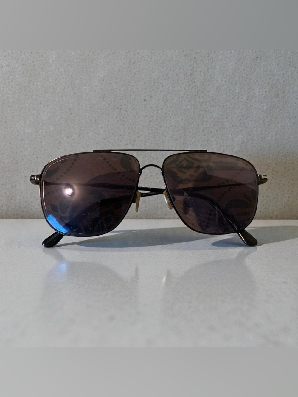 Tom Ford Black Square Sunglasses with Gold Accents